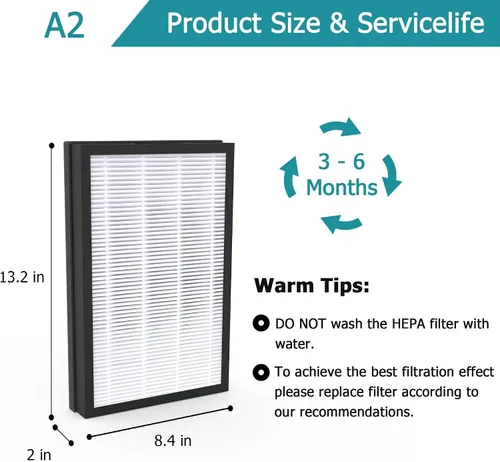 Miniatura 3 de Filtro de repuesto HEPA A2 H13, compatible con el purificador de aire de habitación Filtrete 3M FAP-C02-A2, FAP-C03-A2, FAP-T03-A2, FAP-SC02L, Parte