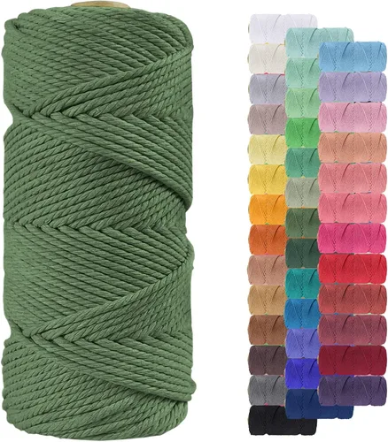 Miniatura 49 de Cuerda de macramé de 0.079 in para 219 yardas, cuerda de algodón natural para manualidades, hilo de cuerda de macramé de colores para colgar
