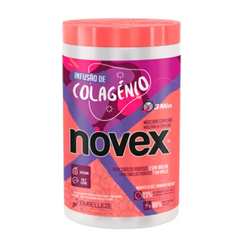 NOVEX Mascarilla capilar con infusión de colágeno para cabello más fuerte, grueso y brillante, 400 g/14.1 oz, mascarilla acondicionadora para el