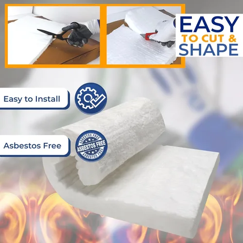 Miniatura 5 de SIMOND STORE Manta de fibra de cerámica, 24 "x 15" x 2" de grosor, 2400F 8# densidad, aislamiento ignífugo para chimenea, estufa de leña, horno