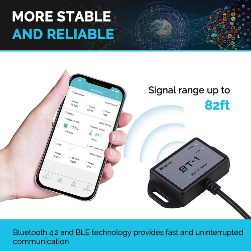 Miniatura 5 de Puerto de comunicación RS232 compatible con módulo Bluetooth Renogy RJ12, controladores de carga Rover/Wanderer/Adventurer, BT-1, color negro