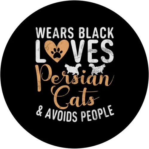 Miniatura 3 de Lleva negro ama a los gatos persas y evita a las personas PopSockets de gato persa PopSockets intercambiables PopGrip