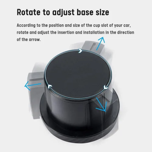 Miniatura 6 de Adaptador expansor para portavasos de auto todo uso 2 en 1, organizador multifuncional con rotación ajustable de 360 grados, para barco/autocaravana