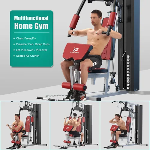 Miniatura 2 de ULTRA FUEGO Estación de entrenamiento de gimnasio en casa multifuncional con sistema de polea, desarrollador de brazos y piernas para entrenamiento