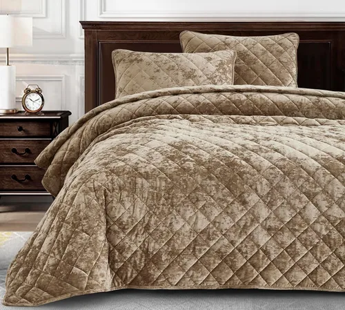 Miniatura 17 de Chezmoi Collection Lux - Juego de edredón de terciopelo beige Queen, 3 piezas, ropa de cama de terciopelo envejecido de felpa para todas