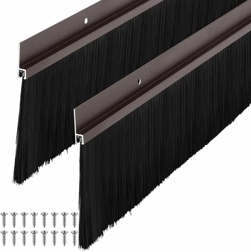 Miniatura 13 de Frienda Juego de 4 cepillos para puerta, cepillo de barrido inferior, burlete de aluminio para puerta con tornillos para huecos de hasta 1 pulgada