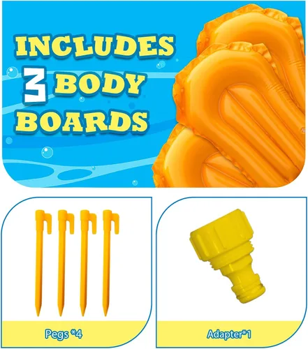 Miniatura 7 de Spring Water Tobogán acuático para patio trasero de niños, 17 pies x 3 carriles de carreras, toboganes de agua deslizantes con aspersor para edades