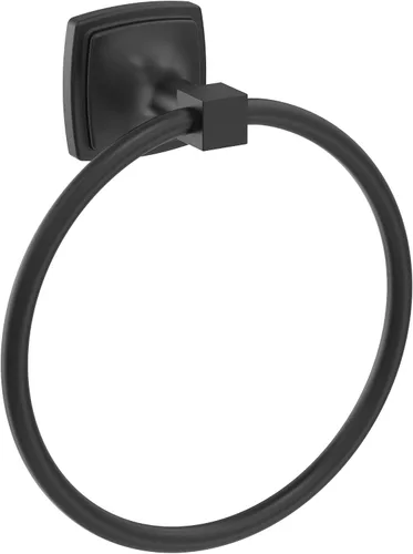Amerock BH36092MB | Anillo toallero negro mate | Anillo toallero de 7-9/16 pulgadas (192 mm) de longitud | Stature | Toallero de mano para pared de