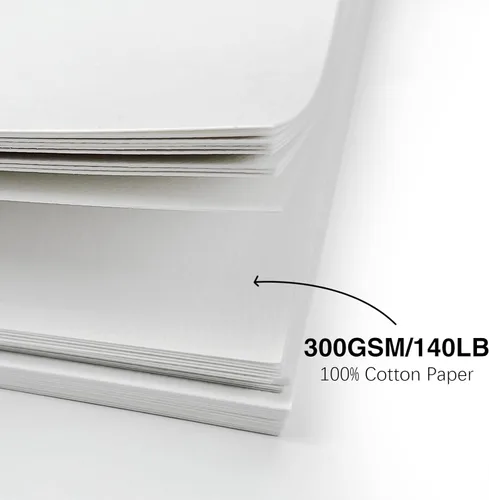 Miniatura 2 de Paquete de 50 tarjetas de acuarela plegables en blanco con sobres de 4 x 6 pulgadas, 140 lb peso pesado, 100% algodón, blanco, sin ácido, tarjetas