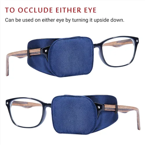 Miniatura 4 de Astropic Parche de seda para ojos para adultos, niños, gafas para cubrir cualquier ojo (M, azul marino)