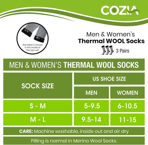 Miniatura 4 de Merino Wool Socks for Men and Women Warm thermal Boot Hiking Socks 3 Pairs