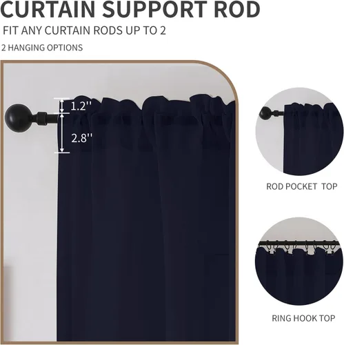 Miniatura 14 de CUCRAF Juego de 2 paneles de cortinas traslúcidas negras de 72 pulgadas de largo, con bolsillo para barra, cortinas de gasa para sala de estar