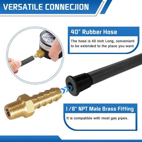 Miniatura 3 de Boltigen Kit de probador de presión de gas, manómetro WC de 0-35 pulgadas para gas natural y propano, horno HVAC, chimenea de gas o válvula LP kit