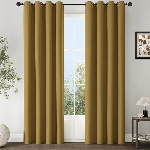 Miniatura 104 de ChrisDowa Cortinas 100% Opacas de Abedul Sólido de 45 Pulgadas de Largo, 2 Paneles para Dormitorio y Sala de Estar, Estilo Granja Oscurecedoras