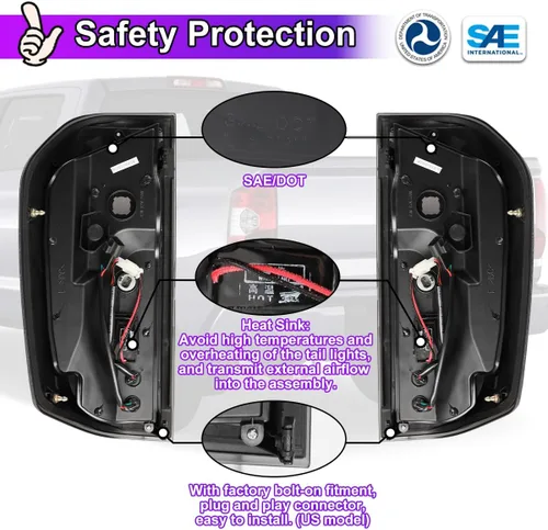 Miniatura 6 de Nixon Offroad Luces traseras para Toyota Tundra 2014 2015 2016 2017 2018 2019 2020 2021 luces traseras LED de repuesto para luces traseras