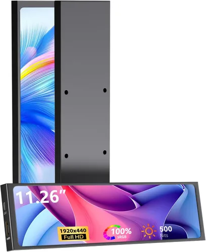 AISHICHEN Mini monitor FHD de 11.26 pulgadas 1920x440 pequeño monitor ancho para caja de PC, pantalla LCD de barra estirada IPS con HDMI y tipo C