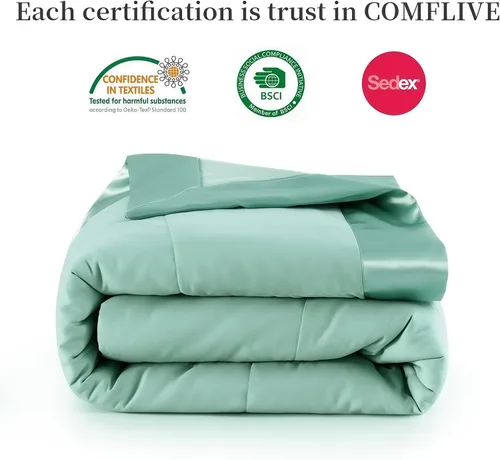Miniatura 6 de COMFLIVE Manta de plumón alternativo tamaño King para cama, ligera y suave para todas las estaciones, acogedora manta de cama cálida de lujo