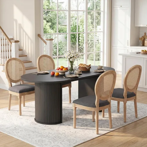 Miniatura 24 de SoarFlash Juego de mesa de cocina y sillas para 4, juego de mesa de comedor de 47 pulgadas para 4 personas con sillas tapizadas de terciopelo, juego