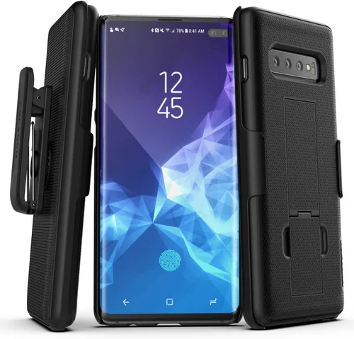 Miniatura 9 de Encased Funda con clip para cinturón Galaxy S10 (2019 DuraClip) Funda de agarre delgada con funda para Samsung S10 (negro)