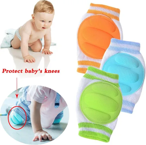 Miniatura 2 de 3 pares de rodilleras para gatear Protector de seguridad ajustable transpirable impermeable, rodilleras elásticas para bebés, niños pequeños