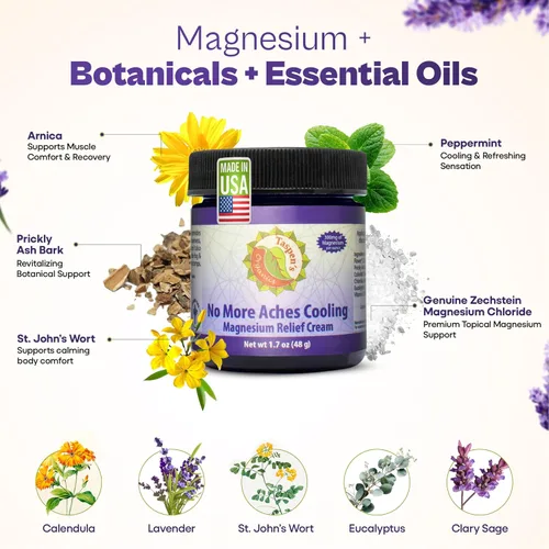 Miniatura 4 de Taspen's Organics Magnesium No More Aches Cooling Cream – Crema tópica de magnesio para alivio muscular, dolores musculares y recuperación después