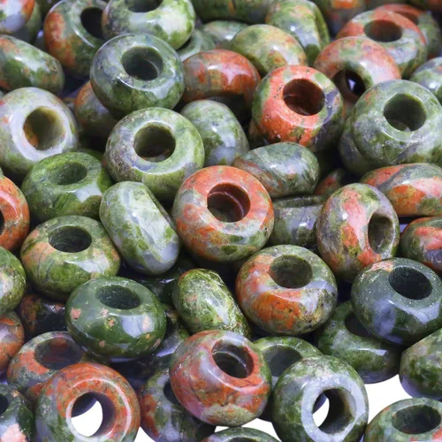 Miniatura 13 de TUMBEELLUWA Rondelle - Cuentas de piedras preciosas naturales para la fabricación de joyas, cuentas sueltas de agujero grande, paquete de 15