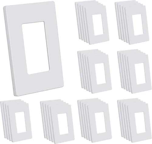 Miniatura 11 de CML - Placa de pared decorativa sin tornillos de 3 segmentos, paquete de 2 cubiertas para interruptores de luz, cubierta de receptáculo de toma
