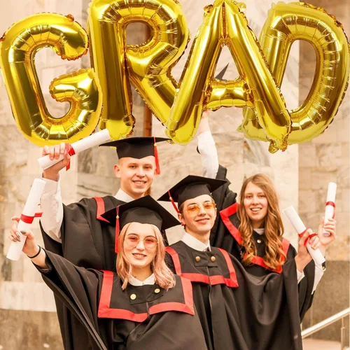 Miniatura 9 de Biapian Globos dorados de 40 pulgadas, 4 piezas de decoraciones de graduación, pancarta grande de graduación dorada, globos de aluminio para fiesta