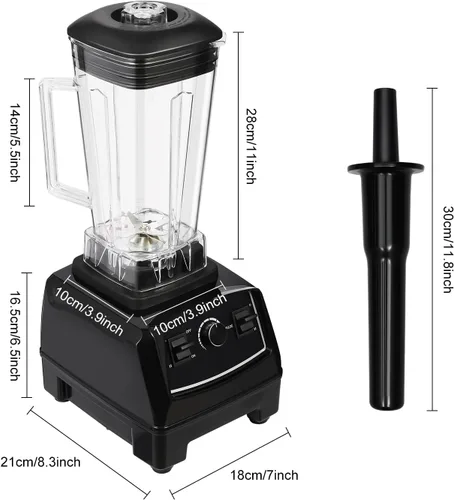 Miniatura 8 de Licuadora comercial resistente del batido de 2L 2000W, negro, velocidades múltiples, autolimpiante