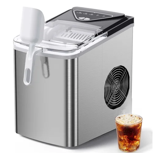 Miniatura 18 de Máquina de hielo Nugget para encimera, Silonn máquina de hielo de pellets masticables con función de autolimpieza, 33 libras/24H máquinas de hielo