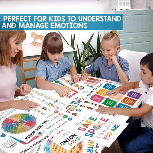 Miniatura 3 de 10 Pósteres de Salud Mental para Niños (10"x14") Decoración de Oficina de Terapia, Póster de Rueda de Sentimientos, Qué Puedo Controlar, Tabla de 10