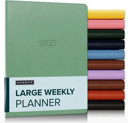 Miniatura 11 de Harbor Agenda semanal y mensual grande 2025-2026 – Agenda con calendario y cuaderno, piel sintética duradera, 192 páginas, tapa blanda