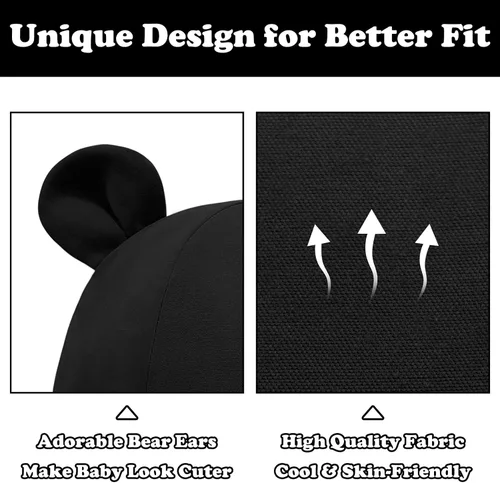 Miniatura 4 de Sombrero de sol para bebé, sombreros para niños y niñas, sombrero de sol para bebé niña sombreros con orejas de oso de ala ancha UPF 50+ sombrero