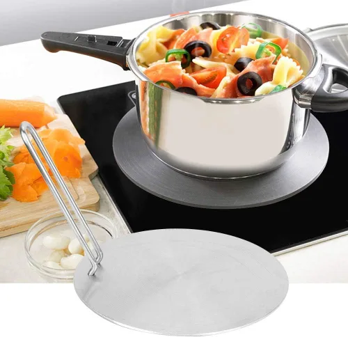 Miniatura 7 de Difusor de calor, placa adaptadora de inducción de acero inoxidable con mango extraíble, estufa de gas, cocina eléctrica, protector de llama