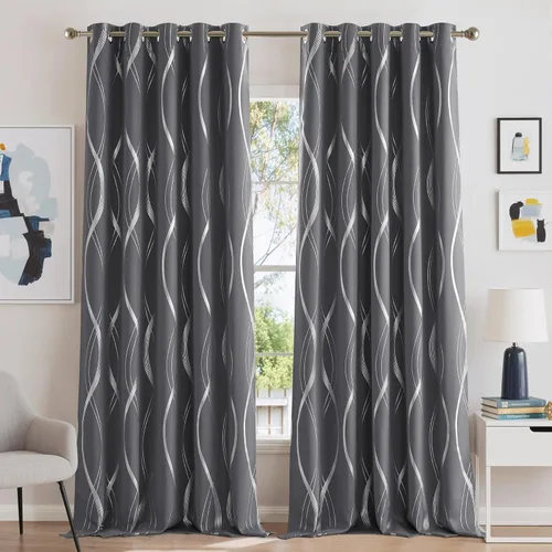 Miniatura 84 de NICETOWN Paneles de Cortinas Opacas para Dormitorio - Tratamiento de Ventanas con Aislamiento Térmico, Ojales Sólidos, Cortinas Opacas con Diseño