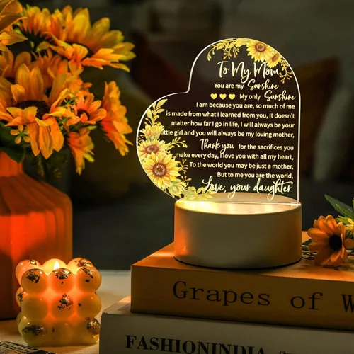 Miniatura 3 de Jetec Regalos de cumpleaños para el día de la madre de parte de hija, hijo, Navidad, regalo de agradecimiento para mamá, girasol, grabado, lámparas