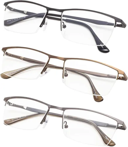 Miniatura 6 de Gafas de lectura de media llanta, paquete de 3 con bisagras de resorte para mujeres y hombres, negro, (3-Pack Black)