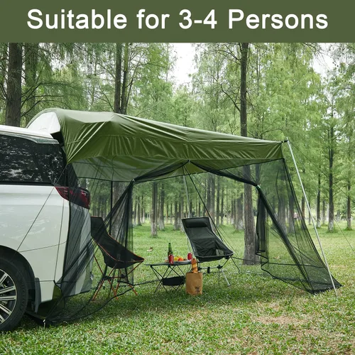 Miniatura 2 de G4Free Toldo Refugio Solar para Automóvil con Mosquitera, Carpa Portátil para SUV Toldo de Sombra para Puerta Trasera para Camping al Aire Libre