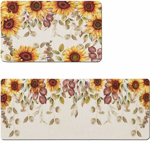 Tapete de baño de eucalipto y girasol para bañera, antideslizante, de secado rápido y absorbente, de tierra de diatomeas, fregadero de cocina,