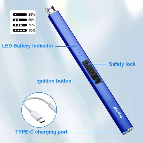 Miniatura 3 de MeeToo-Encendedor eléctrico recargable tipo C para velas - Regalos para esposa, hombres, mujeres, abuela, encendedores de plasma de arco USB a