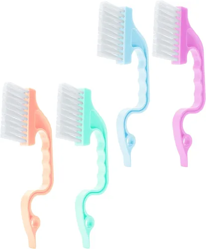 Miniatura 17 de Slick- Cepillo de limpieza de riel de ventana, paquete de 2, mango ergonómico naranja/verde, raspador integrado, multiusos, herramientas de limpieza