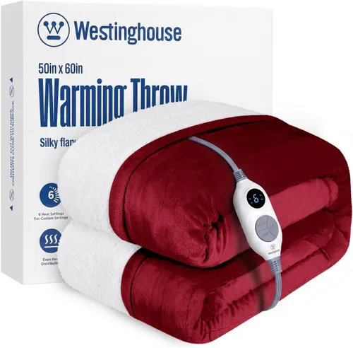 Miniatura 27 de Manta eléctrica con calefacción Westinghouse, manta eléctrica con 6 niveles de calefacción y configuración de tiempo de 2-10 horas, manta eléctrica