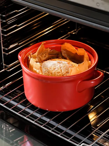 Miniatura 3 de LE TAUCI Horno holandés de cerámica de 3 cuartos - Ligero, no tóxico, no necesita curado - Apto para horno, microondas y lavavajillas, olla Rojo