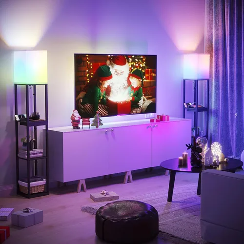 Miniatura 2 de SUNMORY - Lámpara de pie con estantes, lámpara de pie regulable con luz RGB y control por APP, lámpara de pie alta con estantes para sala de estar