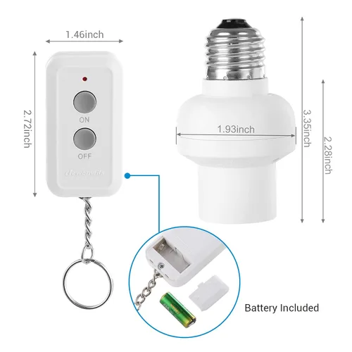 Miniatura 7 de DEWENWILS Enchufe de bombilla de control remoto, kit de interruptor de enchufe de bombillas inalámbricas con controlador, base E26/E27 para lámpara