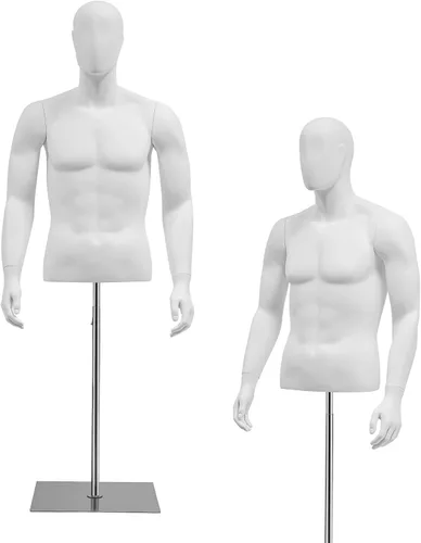 Miniatura 9 de Forma de vestido de torso de maniquí masculino, maniquí de costura con brazos desmontables, exhibición de maniquí con soporte de metal, altura