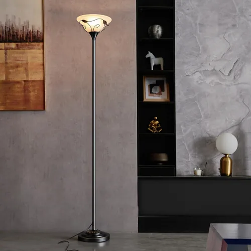Miniatura 7 de VONLUCE Lámpara de pie de 68 pulgadas para sala de estar, lámpara de pie con pantalla de vidrio esmerilado de nube, borde de vid rizado, lámpara