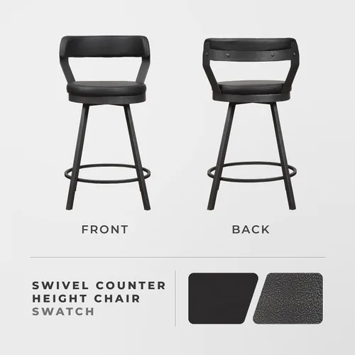 Miniatura 5 de Lexicon Ruthie - Juego de 2 taburetes giratorios para encimera de cocina con respaldo, 25.5 pulgadas de altura de asiento de 25.5 pulgadas, sillas