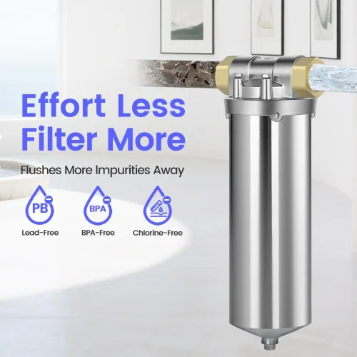 Miniatura 4 de Carcasa de filtro de acero inoxidable con certificación NSF/ANSI 42 para cartucho de filtro de 10 pulgadas, carcasa de filtro de agua NPT de 1