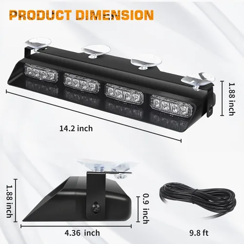 Miniatura 6 de XRIDONSEN Luces estroboscópicas de emergencia para salpicadero, advertencia intermitente de seguridad ámbar con controlador de pantalla digital